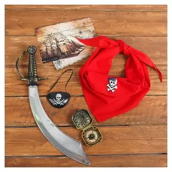 Карнавальный костюм «Львиное сердце», бандана, компас, наглазник, меч
