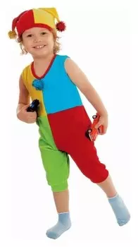 Карнавальный костюм от 1,5-3-х лет "Скоморох", велюр, комбинезон, шапка