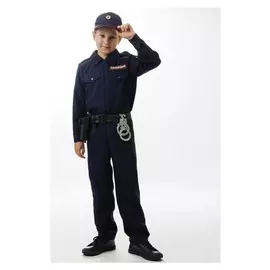 Карнавальный костюм «Полицейский», сорочка, брюки, кепи, ремень, кобура, наручники, рост 110 см