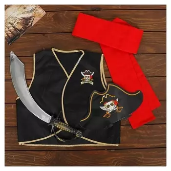 Карнавальный костюм Полундра жилетка, шляпа, пояс, меч