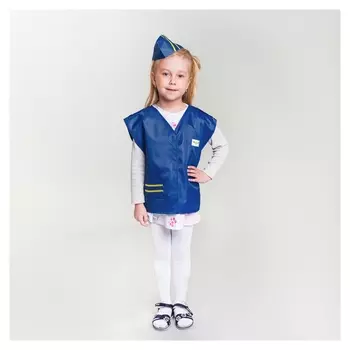 Карнавальный костюм "Стюардесса", жилетка, пилотка, 4-6 лет, рост 110-122 см