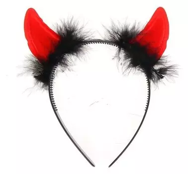Карнавальный ободок "Черт" с пухом