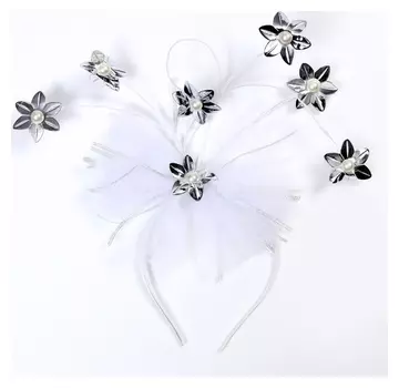 Карнавальный ободок «Цветочки», цвет серебро