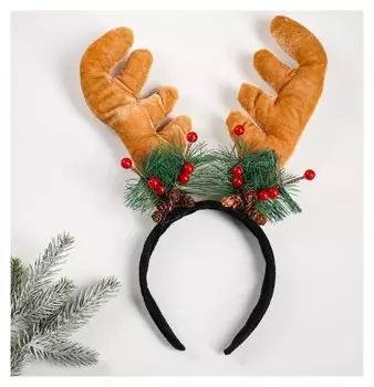 Карнавальный ободок Плюшевые рога оленя