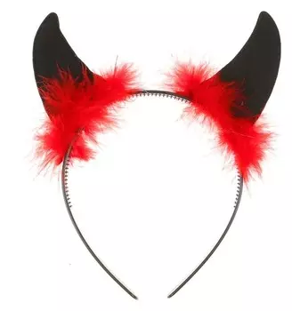 Карнавальный ободок Рожки с перьями