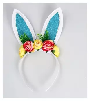 Карнавальный ободок «Заяц» с цветочками