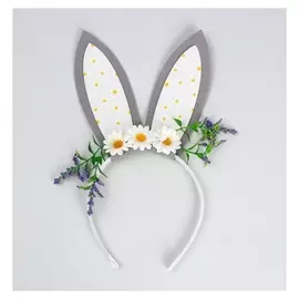 Карнавальный ободок «Заяц» с ромашками