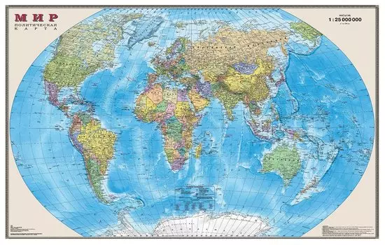 Карта настенная в тубусе Мир Политическая карта