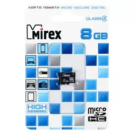Карта памяти Mirex Microsd, 8 Гб, Sdhc, класс 4