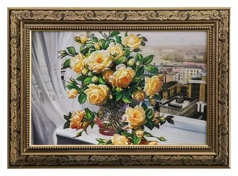 Картина "Букет у окна" рама