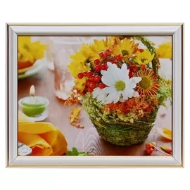 Картина "Букет в корзине" 20х25(23,5х28,5) см