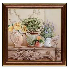 Картина "Цветы" 18х18(21,5х21,5) см