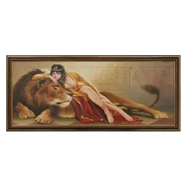 Картина "Девушка и лев" 23х53 см