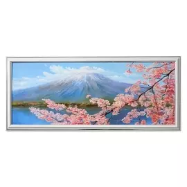 Картина "Гора и сакура" 23х53 см