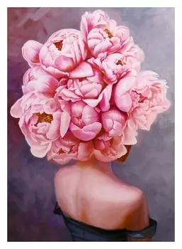 Картина-холст на подрамнике "Девушка в цветах" 50х70 см