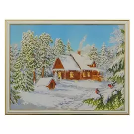 Картина "Избушка в лесу" 30х40 (33х43) см