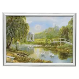 Картина "Лебеди на пруду" 28х38 см