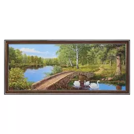 Картина "Лебеди под мостиком" 23х53 см