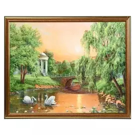 Картина "Лебеди в пруду" 30х40 (33х43) см