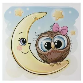 Картина "Месяц и совушка" 35х35 см