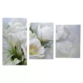 Картина модульная на подрамнике "Белые тюльпаны" 99x65 см. (33х45, 33х50, 33х65)