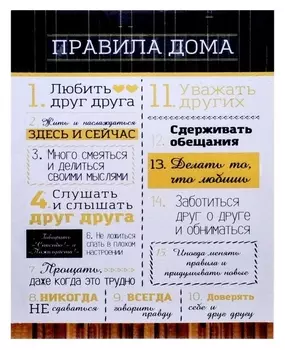Картина на холсте "Правила дома" 40х50 см