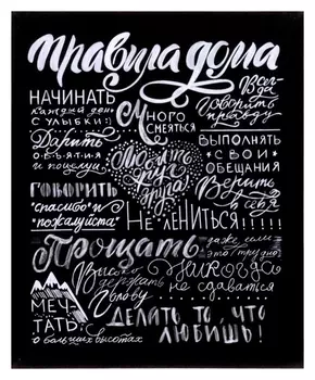 Картина на холсте "Правила дома" на черном 40х50 см