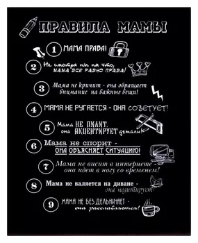 Картина на холсте "Правила мамы" 40х50 см