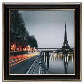 Картина "Ночной париж" 18х18(21,5х21,5) см