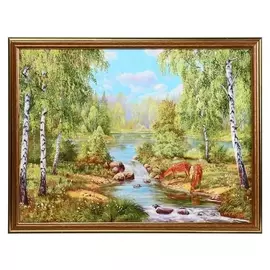 Картина "Олени у речки" 30х40 (33х43) см