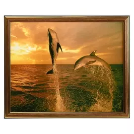 Картина "Пара дельфинов" 35х28 (38*31) см
