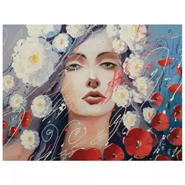 Картина по номерам 40х50 см, остров сокровищ "Цветочная фея", на подрамнике, акрил, кисти, 663337