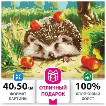 Картина по номерам 40х50 см, остров сокровищ "Ежик", на подрамнике, акриловые краски, 3 кисти, 662490