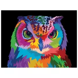 Картина по номерам 40х50 см, остров сокровищ "Радужный филин", на подрамнике, акрил, кисти, 663330