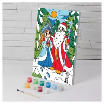 Картина по номерам Дед мороз со снегурочкой, 20х30 см 5116727