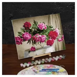 Картина по номерам на холсте с подрамником «Букет в стеклянной вазе», 40х30 см