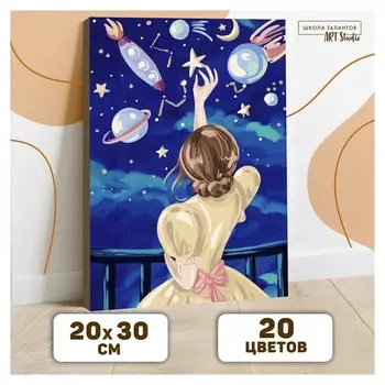 Картина по номерам на холсте с подрамником «Ночное небо» 20х30 см