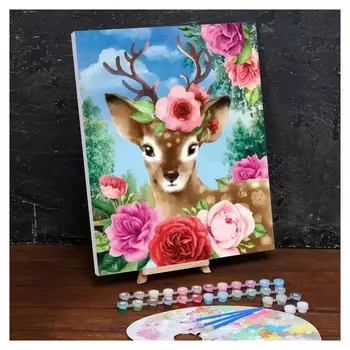 Картина по номерам на холсте с подрамником «Олень» 40×50 см