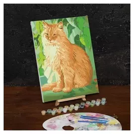 Картина по номерам на холсте с подрамником Рыжий кот 30х40 см