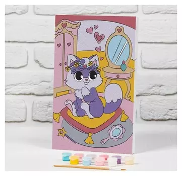 Картина по номерам на подрамнике «Котенок на пуфике» 20×30 см