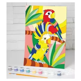 Картина по номерам "Попугаи", 20x28,5 см