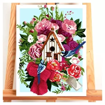 Картина по номерам с алмазной вышивкой без подрамника «Пионы», 30 х 40 см