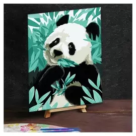 Картина по номерам с дополнительными элементами «Панда в листьях», 30х40 см