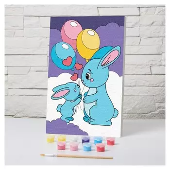 Картина по номерам «Зайки с шариками» 20×30 см
