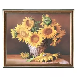 Картина "Подсолнухи в корзине" 35х28 (38*31) см