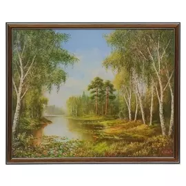 Картина "Речка у берёз" 43х53 см
