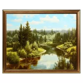 Картина "Речка в долине" 39х32 см