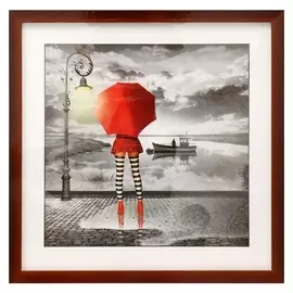 Картина стекло пэт "Под дождём" 50х50(54х54) см