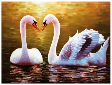 Картина стразами (Алмазная мозаика) 30х40 см, остров сокровищ "Лебеди", без подрамника, 662399