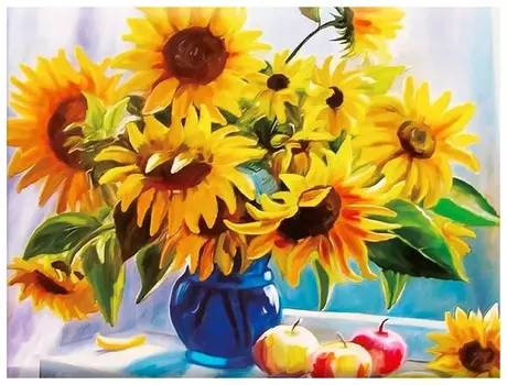 Картина стразами (Алмазная мозаика) 30х40 см, остров сокровищ "Подсолнухи", без подрамника, 662405